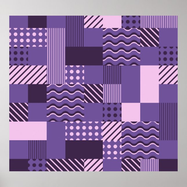 Waves Stripes Dots: Modern Seamless. Poster (Front)