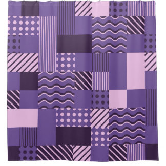 Waves Stripes Dots: Modern Seamless. Shower Curtain
