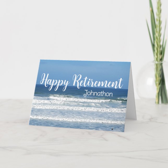Waves & surf retirement holiday card (Front)