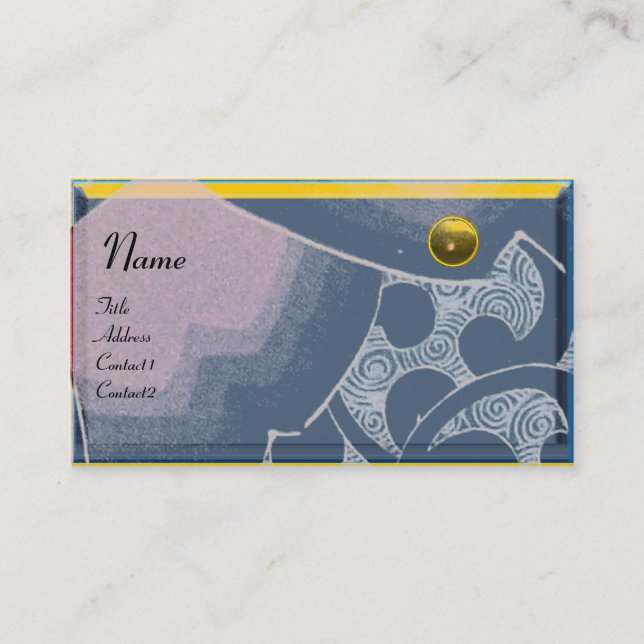 WAVES TOPAZ  MONOGRAM,blue black  yellow Business Card (Front)