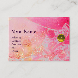 WAVES TOPAZ MONOGRAM,bright pink yellow blue Business Card