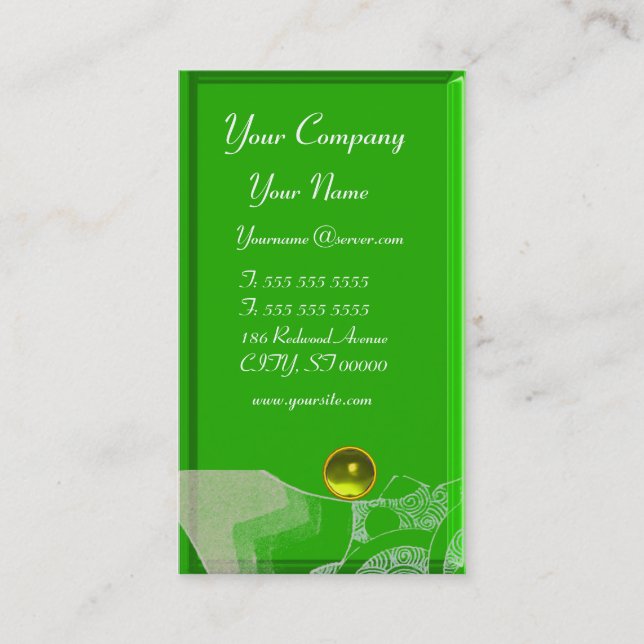WAVES TOPAZ  MONOGRAM, yellow white green  black Business Card (Front)