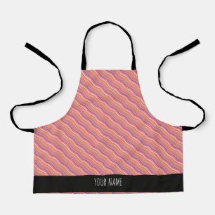 Waves Vertical Peach Yellow Blue Minimal Pattern Apron