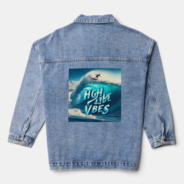 Waves & Wanderlust Collection Denim Jacket (Back)