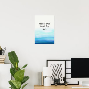 Waves Watercolor Blue Poster