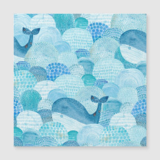 Waves, whale, childish blue texture