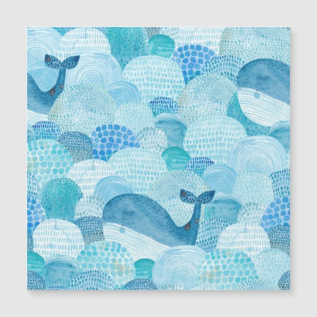 Waves, whale, childish blue texture (Front)