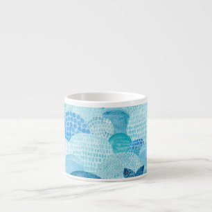 Waves, whale, childish blue texture espresso cup