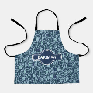 Waves White Blue Minimal Pattern Apron