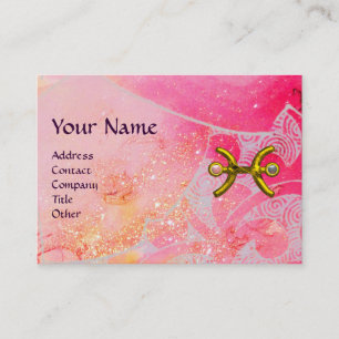 WAVES Z- PISCES  Monogram,bright pink blue Business Card