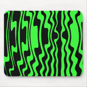 Wavey Stripey - Black and Green II Mouse Pad