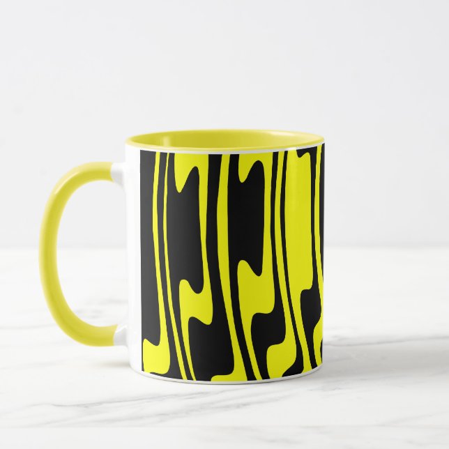 Wavey Stripey - Black and Yellow Mug (Left)