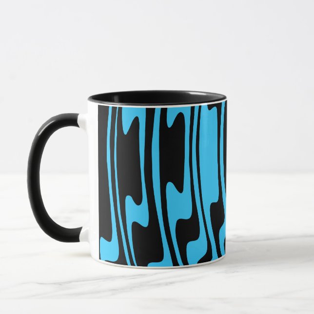 Wavey Stripey - Blue and Black Mug (Left)