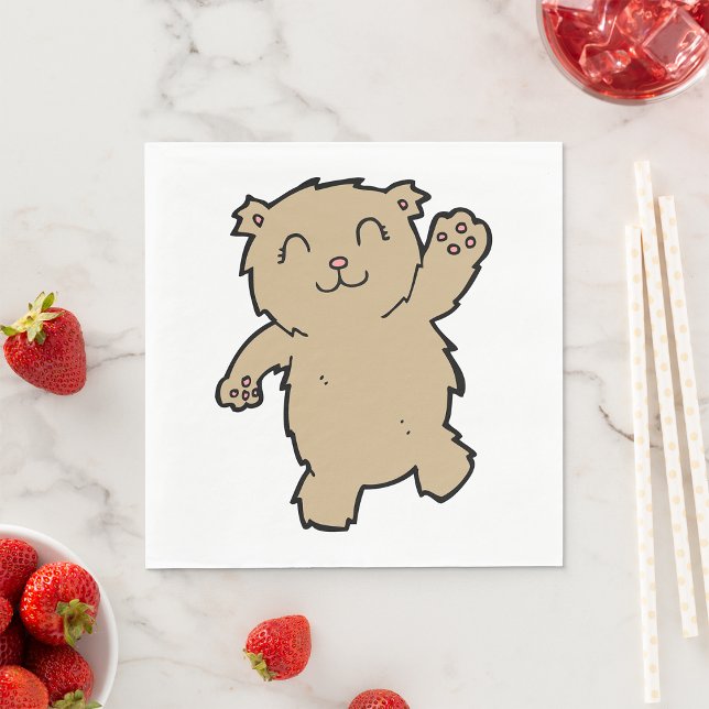 Waving Adorable Smiling Bear Napkin (Creator Uploaded)