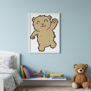 Waving Adorable Smiling Bear Poster