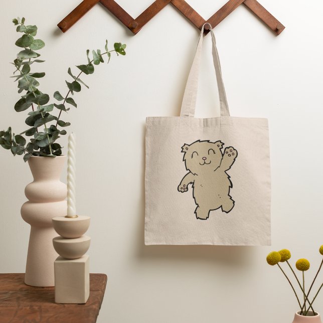 Waving Adorable Smiling Bear Tote Bag (Creator Uploaded)