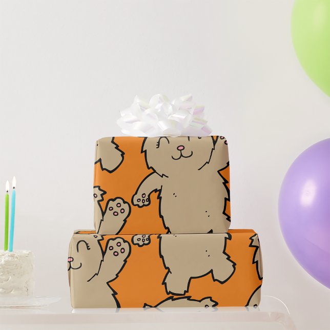Waving Adorable Smiling Bear Wrapping Paper (Creator Uploaded)