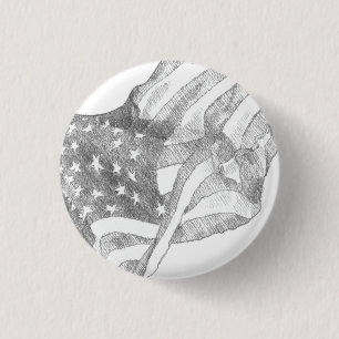 Waving American flag  3 Cm Round Badge