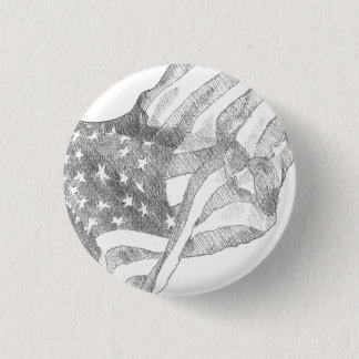 Waving American flag 3 Cm Round Badge