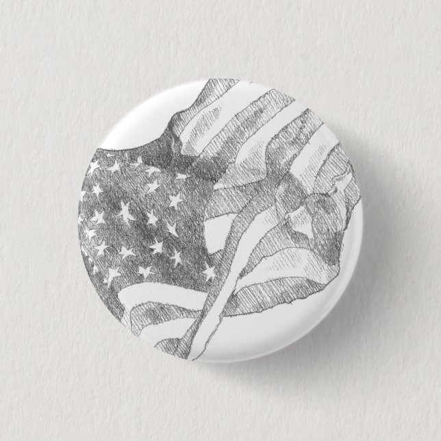 Waving American flag  3 Cm Round Badge (Front)