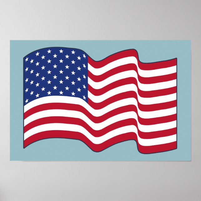 Waving American Flag Art Poster (Front)