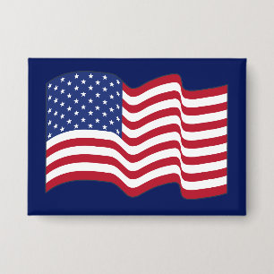 Waving American Flag Button