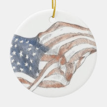 Waving American Flag Christmas Holiday Ornament