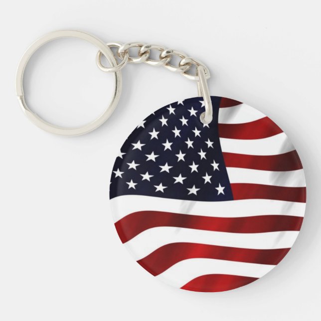 Waving American Flag Key Ring (Front)
