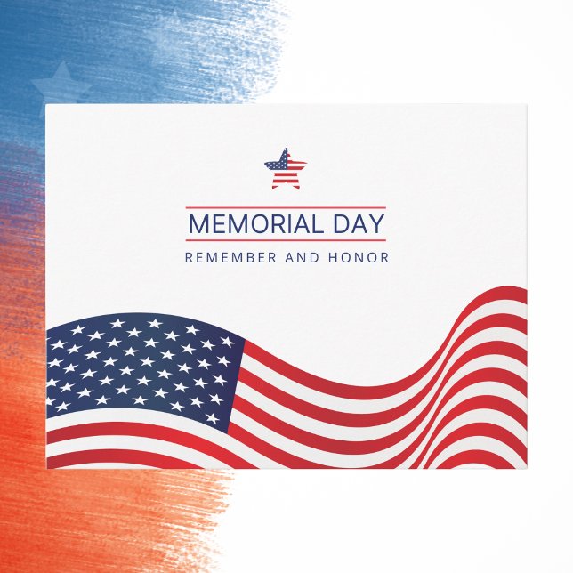 Waving American Flag Memorial Day Postcard (Creator Uploaded)