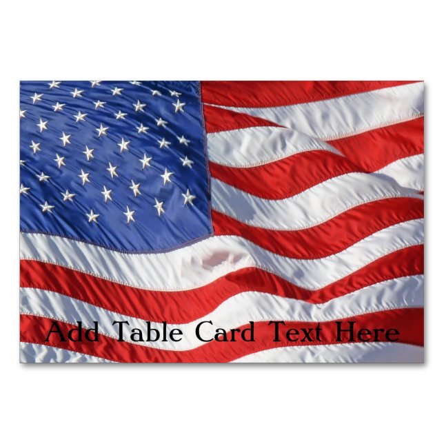 Waving American Flag Patriotic Table Number (Front)