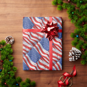 Waving American Flag Patriotic Wrapping Paper