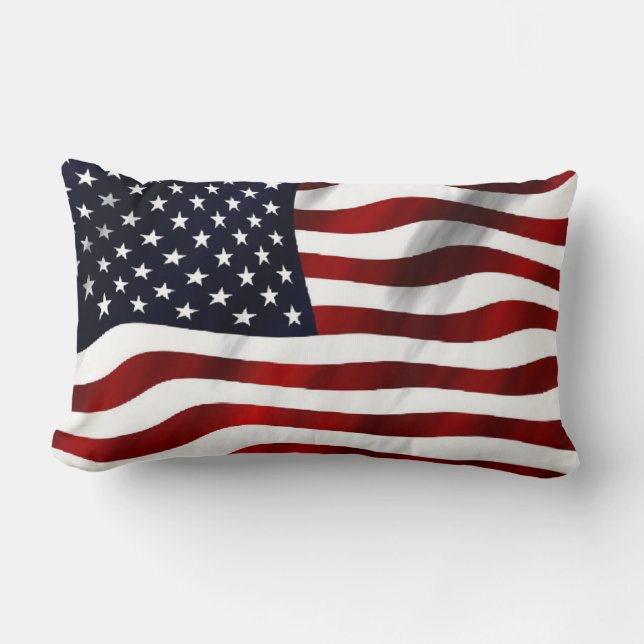 Waving American Flag Pattern Throw Pillow (Front)