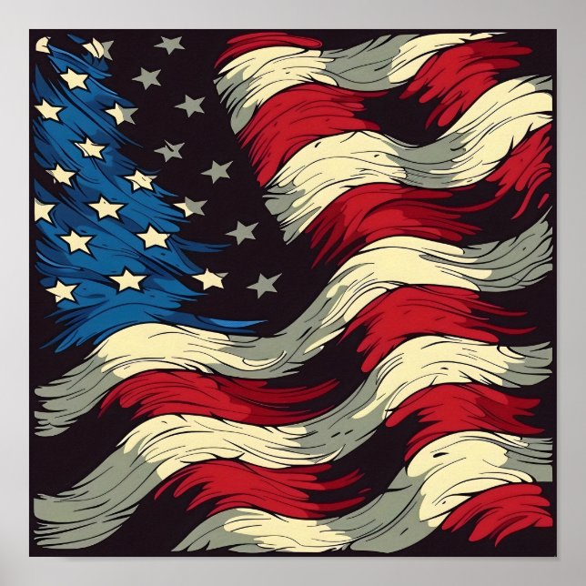 Waving American Flag Poster (Front)