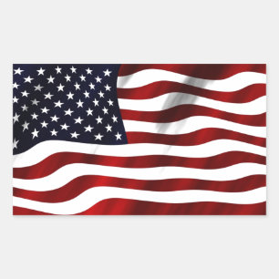 Waving American Flag Rectangular Sticker
