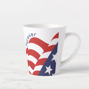 Waving American Flag Stars and Stripes Forever Latte Mug