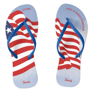 Waving American Flag Stars Stripes Forever Graphic Thongs