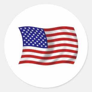 Waving American USA FLAG Classic Round Sticker