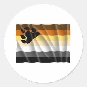 Waving bear pride flag classic round sticker