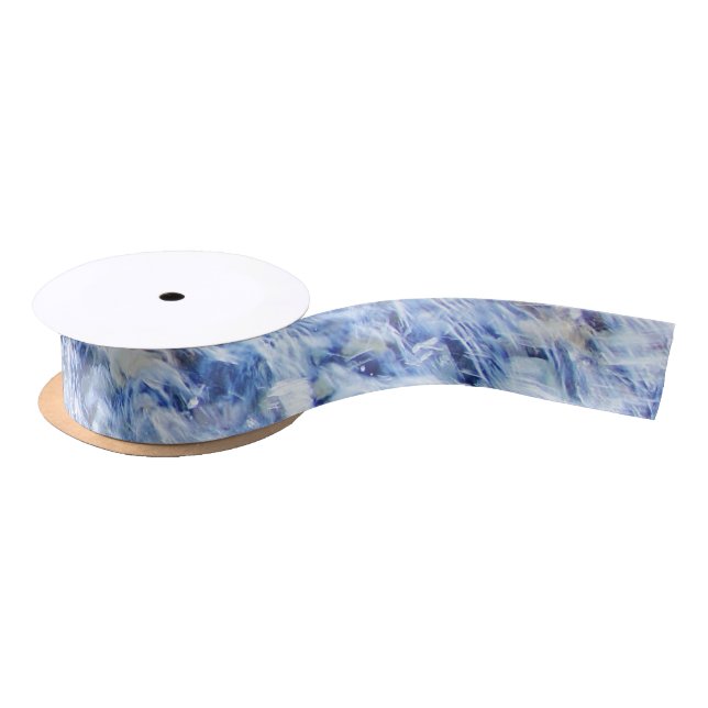 Waving blue water satin ribbon (Spool)
