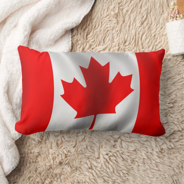 Waving Canadian Flag Lumbar Cushion (Blanket)