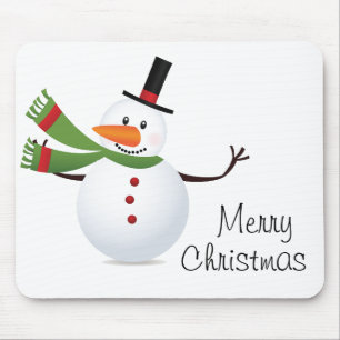 Waving Carrot Nose Snowman Mouse Pad