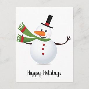 Waving Carrot Nose Snowman Postcard