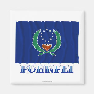 Waving flag of Pohnpei, with name Magnet