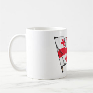 Waving Georgia Flag Red and White Five Crosses Coffee Mug