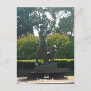 Waving Girl Statue Savannah, Georgia Postcard