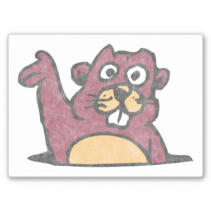 Waving Gopher Vintage Style Distressed White