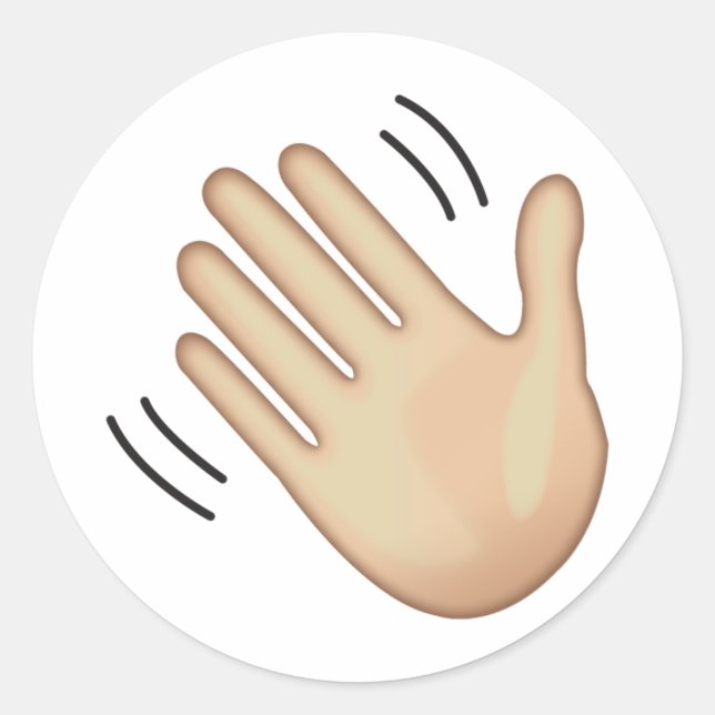 Waving Hand Sign - Emoji Classic Round Sticker (Front)