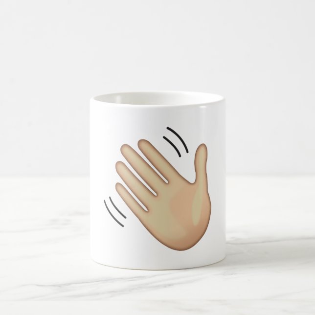 Waving Hand Sign - Emoji Coffee Mug (Center)