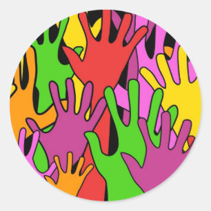 Waving Hands Classic Round Sticker