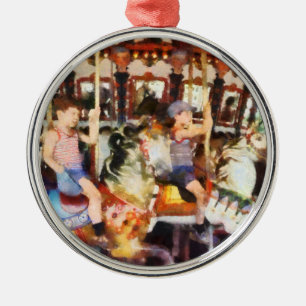 Waving Hi From the Merry-Go-Round Metal Tree Decoration